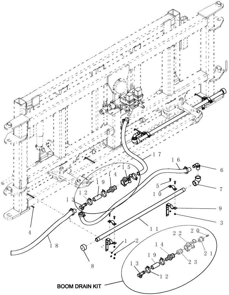 Схема запчастей Case IH SRX100 - (L.20.B[05]) - PLUMBING - SUSPENDED BOOM - CENTER SECTION PLUMBING ASSEMBLY L - Field Processing
