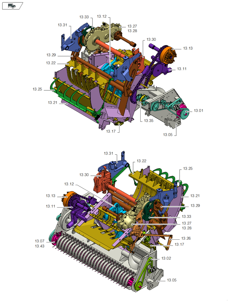 Схема запчастей Case IH LB333P - (13.00[02]) - PICTORIAL OVERVIEW 2/3 - FEEDER (13) - FEEDER