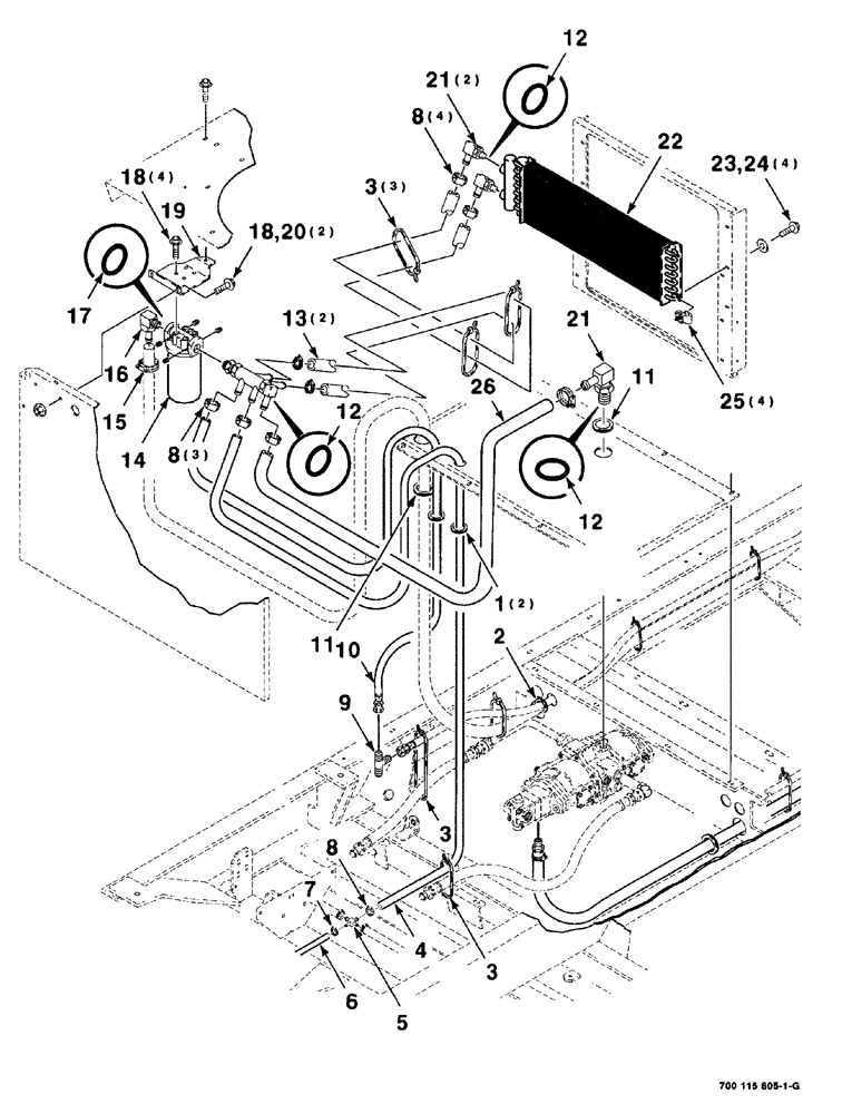 Схема запчастей Case IH 8840 - (08-046) - HYDRAULIC OIL COOLER ASSEMBLY (35) - HYDRAULIC SYSTEMS