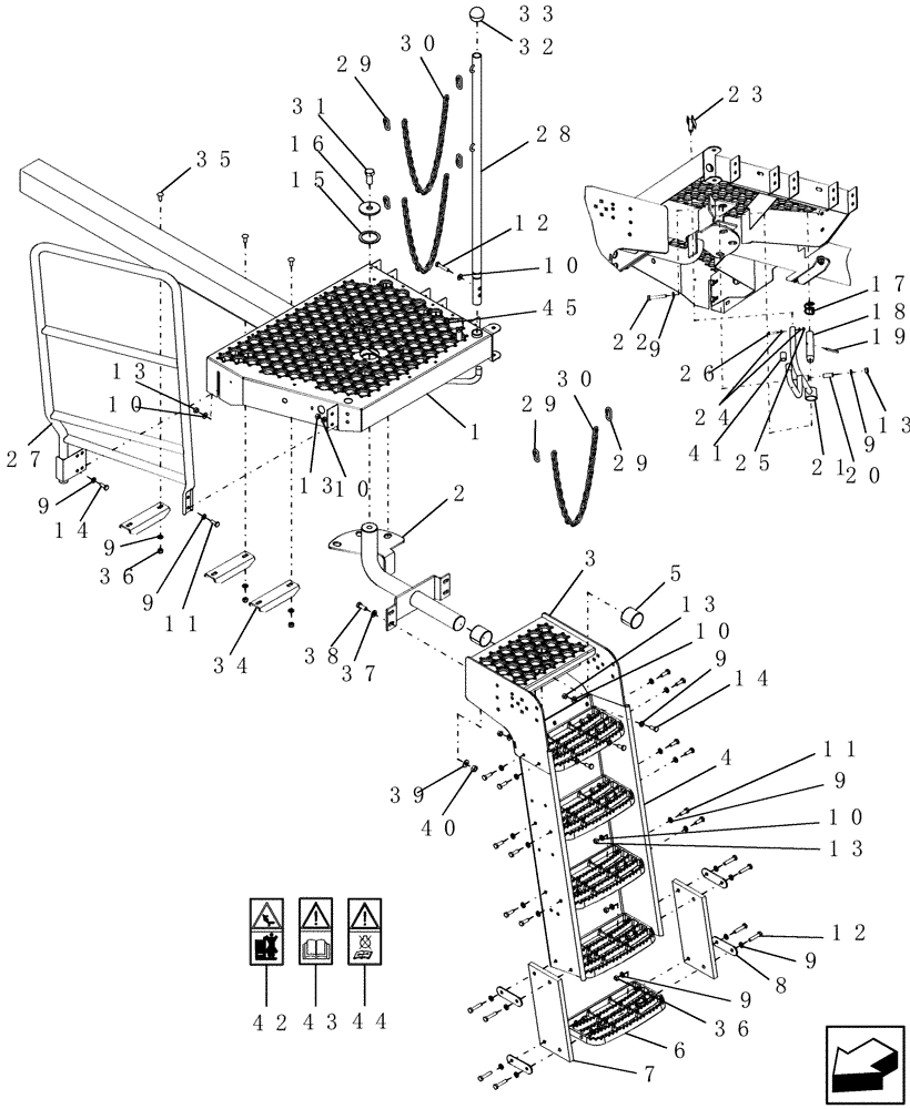 Схема запчастей Case IH 7120 - (90.118.38) - USER PLATFORM & LADDER (90) - PLATFORM, CAB, BODYWORK AND DECALS