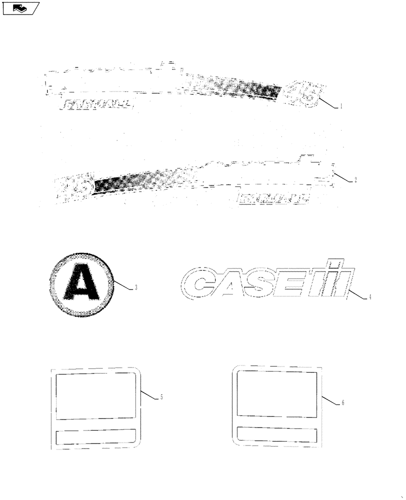 Схема запчастей Case IH FARMALL 45A - (90.108.01[01]) - DECALS - MODEL IDENTIFICATION (90) - PLATFORM, CAB, BODYWORK AND DECALS