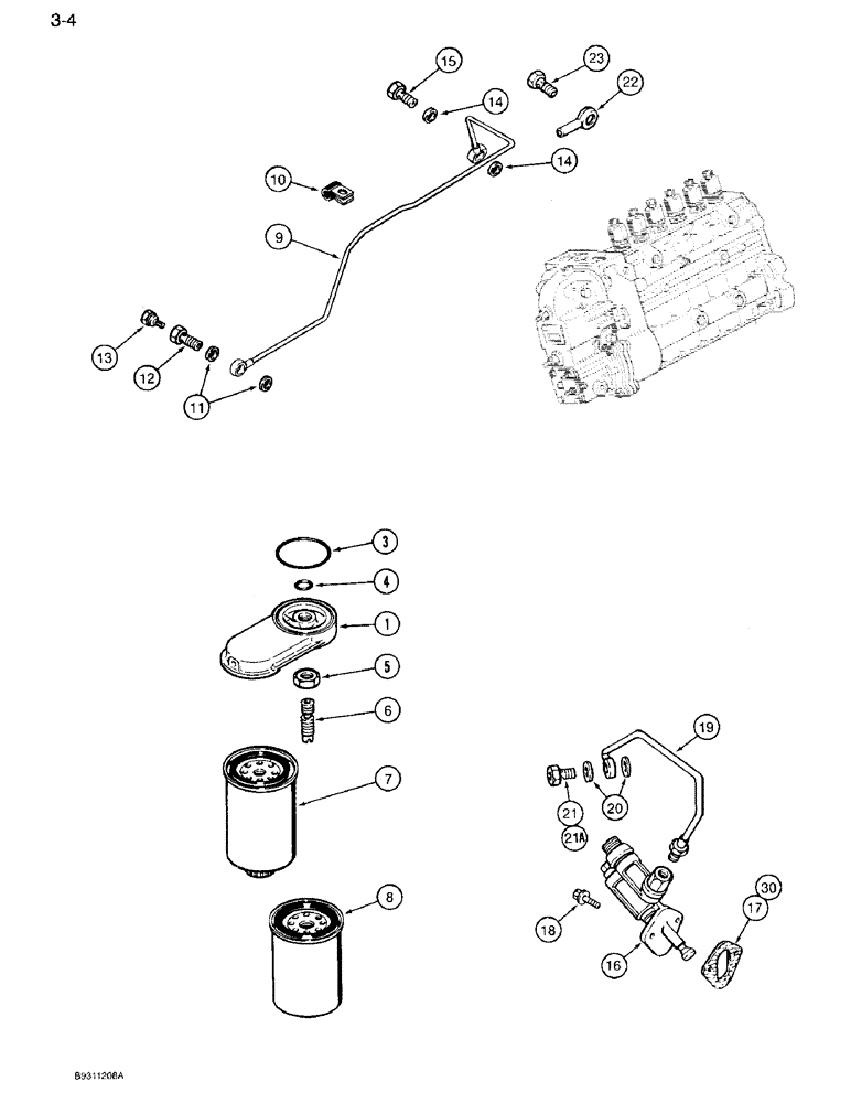 Схема запчастей Case IH 7120 - (3-04) - FUEL FILTER AND TRANSFER PUMP, 6T-830 ENGINE (03) - FUEL SYSTEM