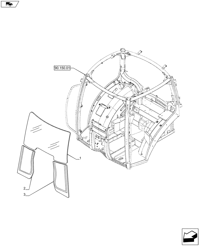 Схема запчастей Case IH PUMA 185 - (90.156.02) - CAB WINDSHIELD GLASS (90) - PLATFORM, CAB, BODYWORK AND DECALS