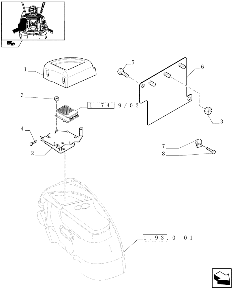 Схема запчастей Case IH PUMA 140 - (1.93.0/03) - AUTOGUIDANCE SYSTEM READY - CONTROLS COVER AND RELATIVE PARTS (VAR.330077-331077) (10) - OPERATORS PLATFORM/CAB