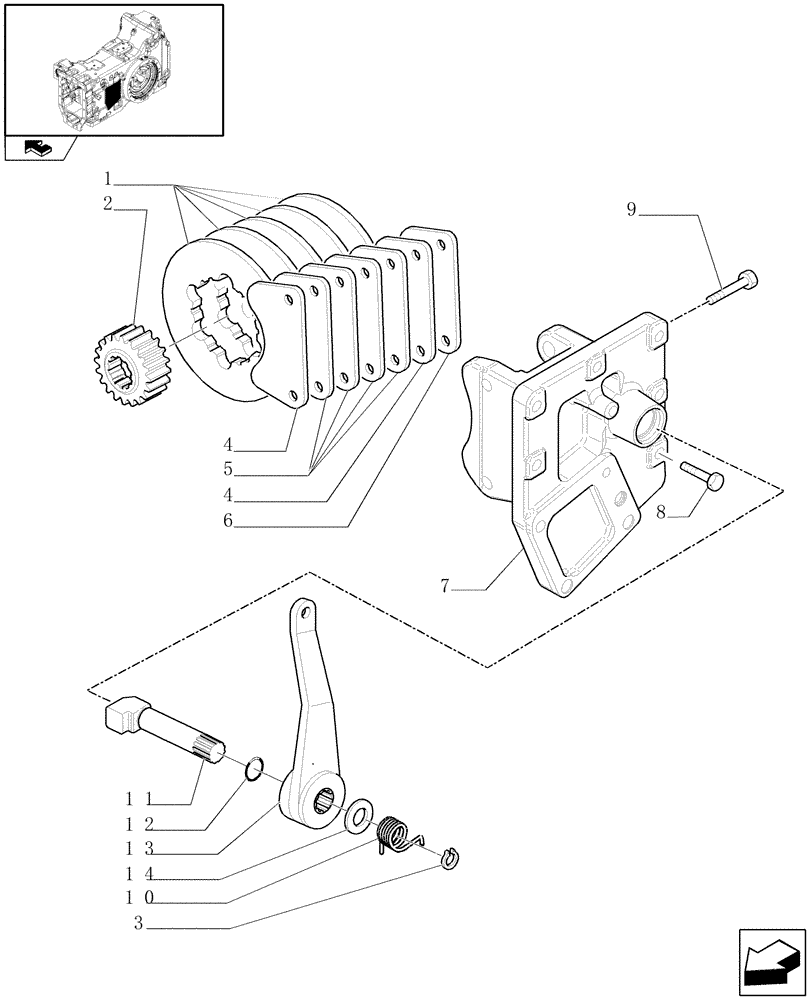 Схема запчастей Case IH PUMA 125 - (1.65.5[01]) - PARKING BRAKE - C6834 (05) - REAR AXLE