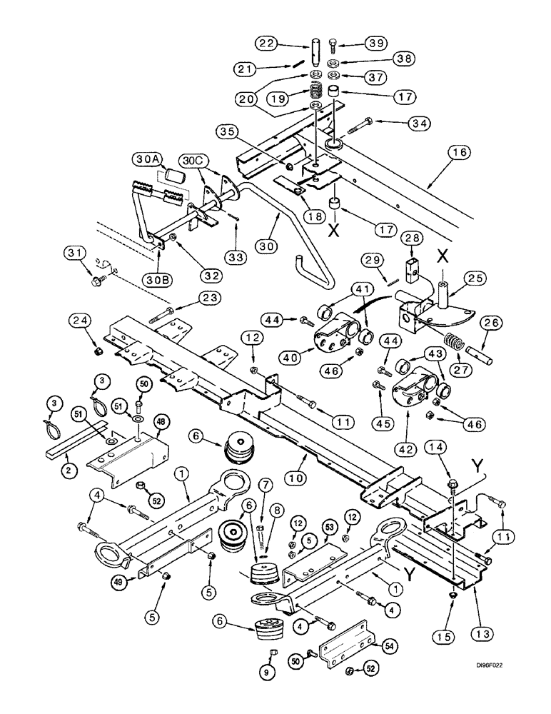 Схема запчастей Case IH 2166 - (9H-28) - BEAM SUPPORT, CHANNEL AND LEFT-HAND PIVOT (12) - CHASSIS