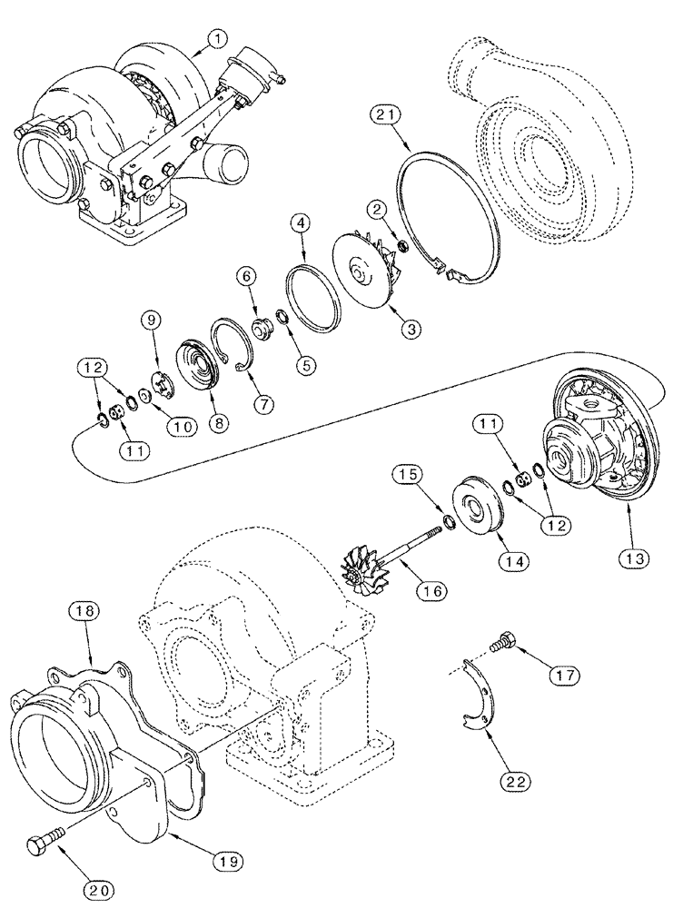 Схема запчастей Case IH 2366 - (02-15[01]) - TURBOCHARGER ASSY - BSN JJC0255700 (01) - ENGINE
