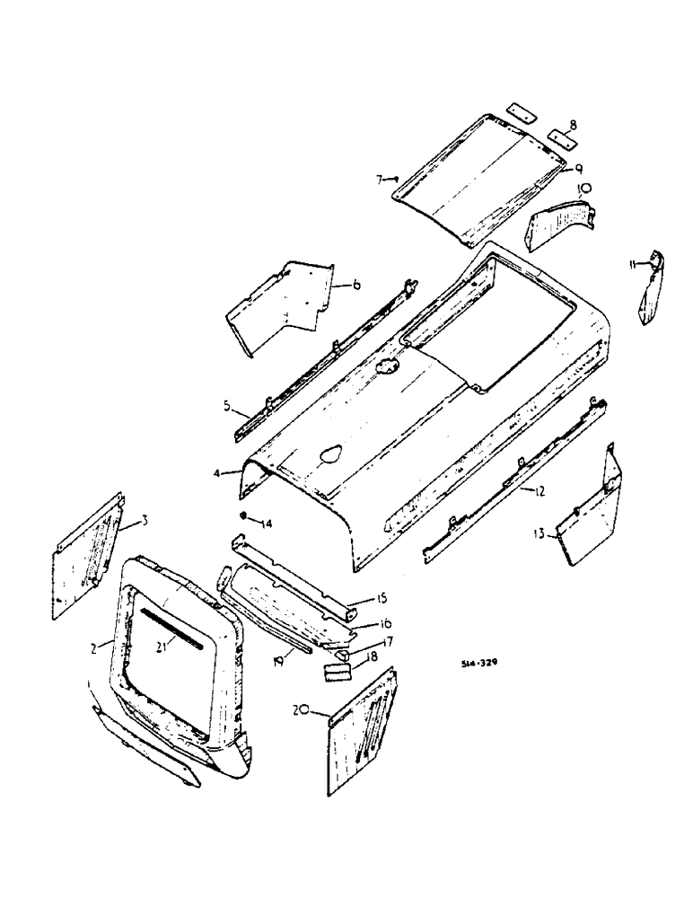 Схема запчастей Case IH 454 - (13-02) - HOOD AND FRONT PANELS, MACHINES NOT FITTED W/ISO MOUNTED CAB (05) - SUPERSTRUCTURE