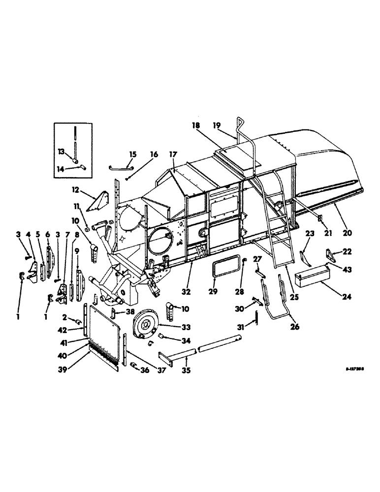 Схема запчастей Case IH 403 - (050) - SEPARATOR, HOOD AND SERVICE LADDER (90) - PLATFORM, CAB, BODYWORK AND DECALS