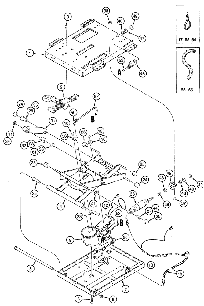 Схема запчастей Case IH 7210 - (9-058) - STANDARD AIR SUSPENSION SEAT - SUSPENSION, PRIOR TO TRACTOR S/N JJA0061559 (09) - CHASSIS/ATTACHMENTS