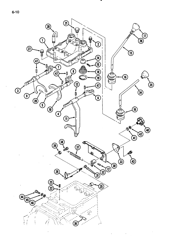 Схема запчастей Case IH 275 - (6-10) - GEAR SHIFT LINKAGE AND MECHANISM (06) - POWER TRAIN