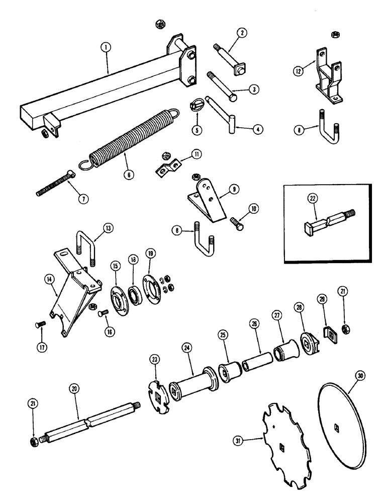 Схема запчастей Case IH F21 - (092) - 5 BLADE WING GANG, REAR RIGHT, 9 INCH SPACING, F21, F21-9-234 & 252 