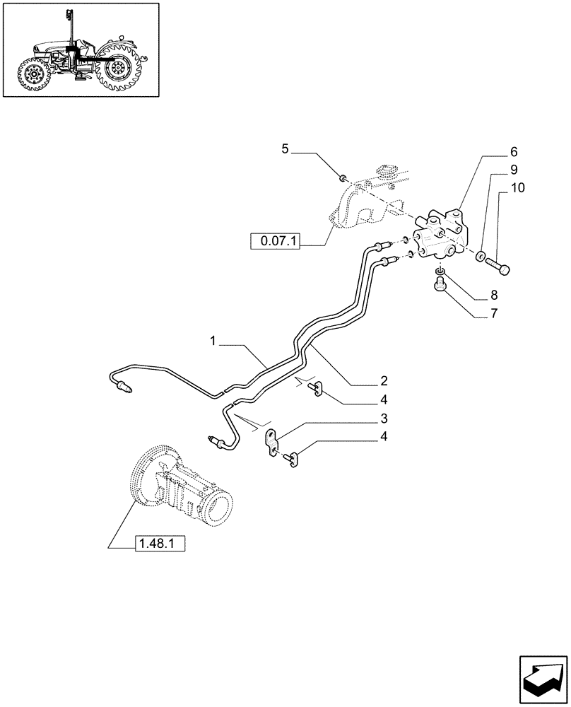 Схема запчастей Case IH JX1070C - (1.68.5) - BRAKE PIPING (05) - REAR AXLE