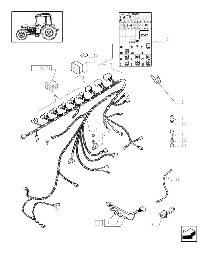 Схема запчастей Case IH JX1085C - (1.92.75/03[03]) - (VAR.007) NA PACKAGE - ELECTRIC CONTROLS - W/CAB (10) - OPERATORS PLATFORM/CAB