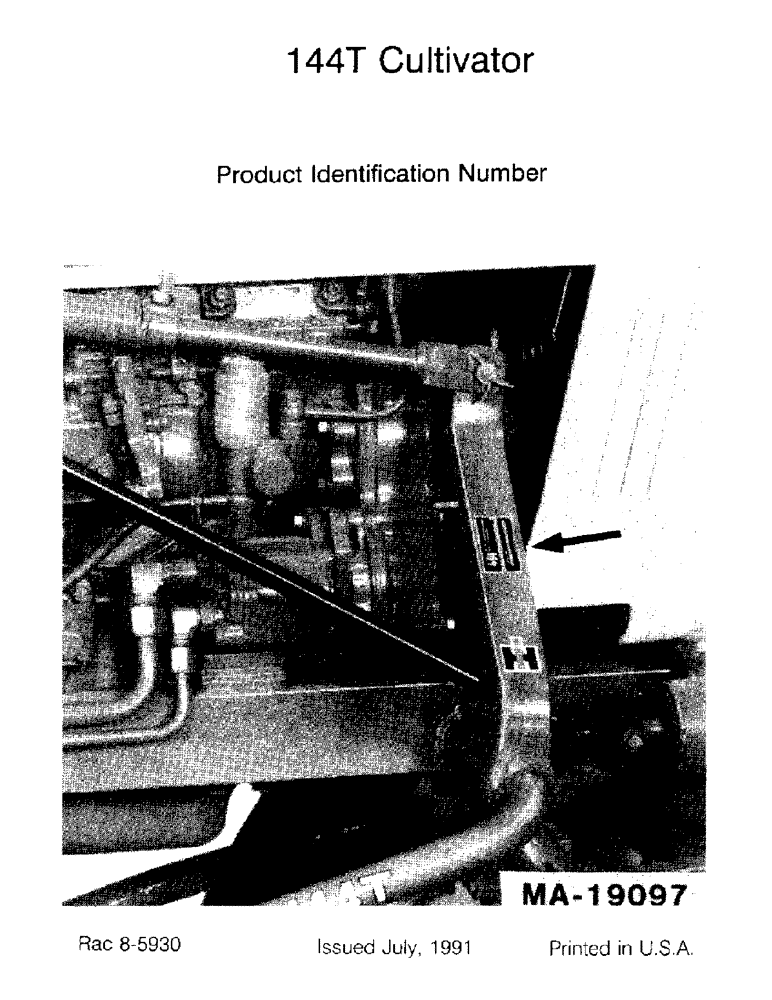 Схема запчастей Case IH 144T - (1-2) - PRODUCT IDENTIFICATION NUMBER 