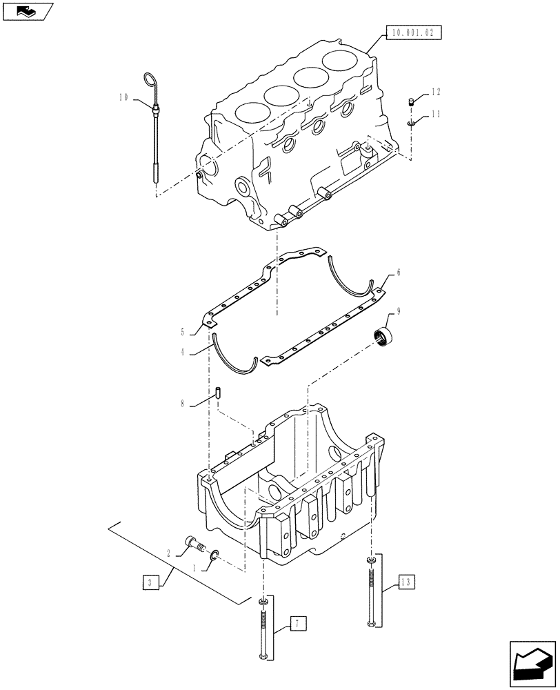 Схема запчастей Case IH FARMALL 50B - (10.102.02) - OIL PAN (10) - ENGINE