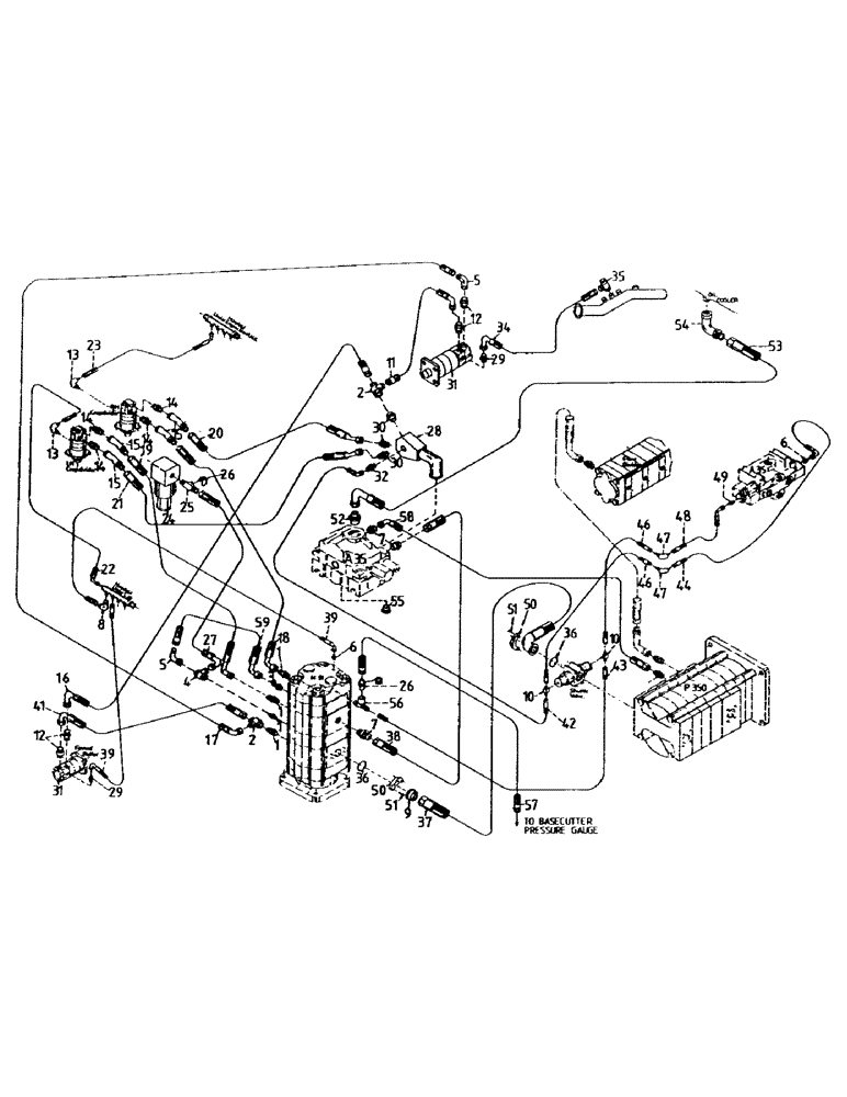 Схема запчастей Case IH 7700 - (G02-21) - LEG BASE CUTTER, HYDRAULIC CIRCUIT, W/O POWER KNOCKDOWN ROLLER Leg Base Cutter