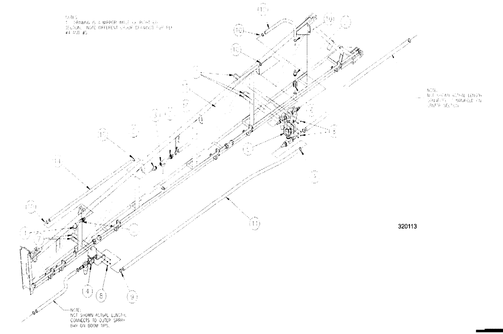 Схема запчастей Case IH SPX3200 - (09-055) - BOOM PLUMBING GROUP, 5-SECTION MID (78) - SPRAYING