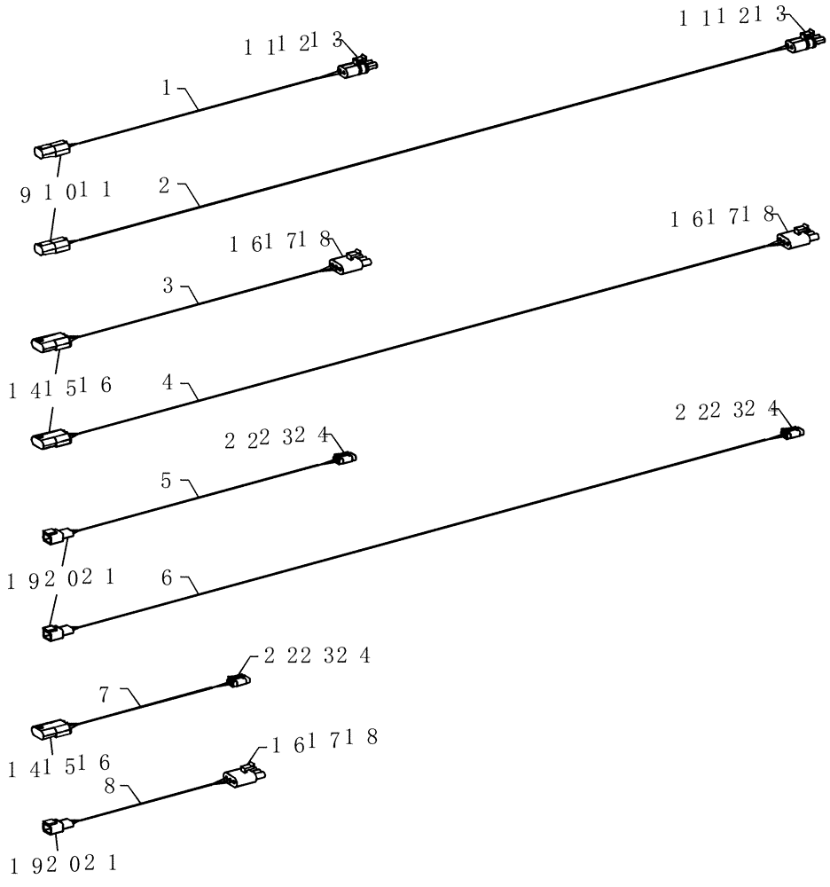 Схема запчастей Case IH 2330 - (55.100.11) - JUMPER CABLES SERVICE KIT (55) - ELECTRICAL SYSTEMS