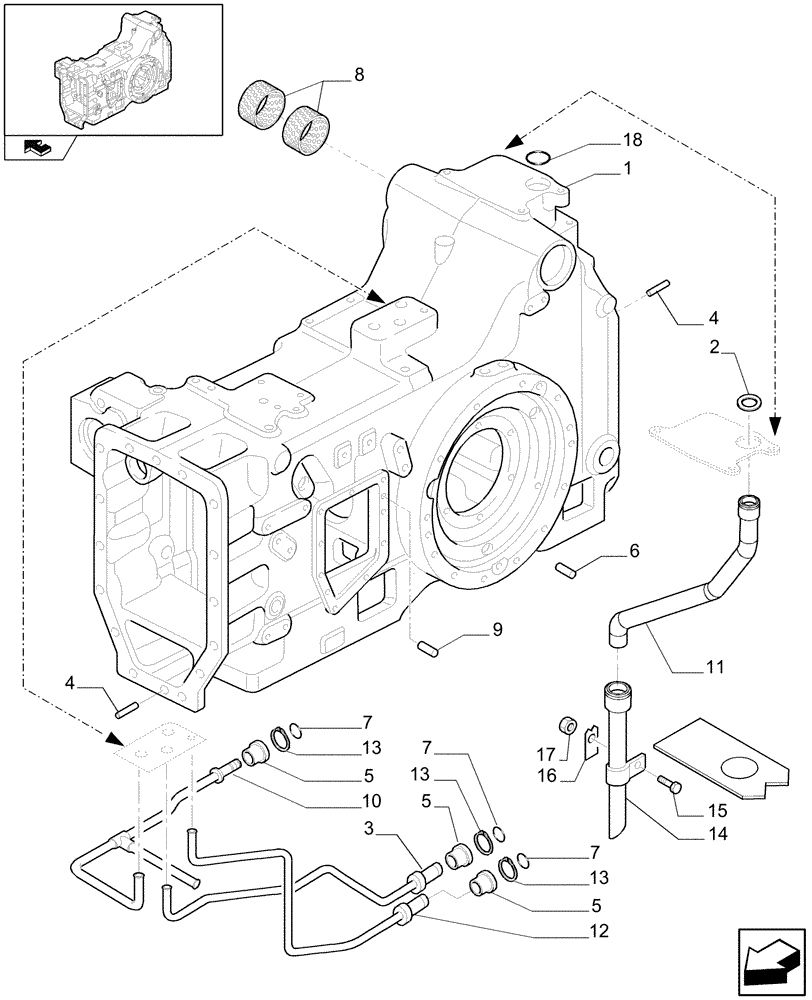 Схема запчастей Case IH PUMA 125 - (1.21.0[02]) - CENTRAL HOUSING / TRANSMISSION BOX (03) - TRANSMISSION