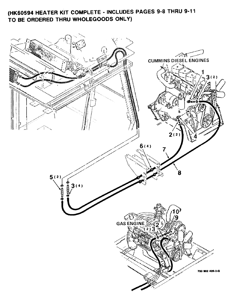 Схема запчастей Case IH 8830 - (9-10) - HEATER KIT- CONTINUED, HK60594 HEATER KIT COMPLETE, INCLUDES PAGES 9-8 THRU 9-10 (09) - CHASSIS