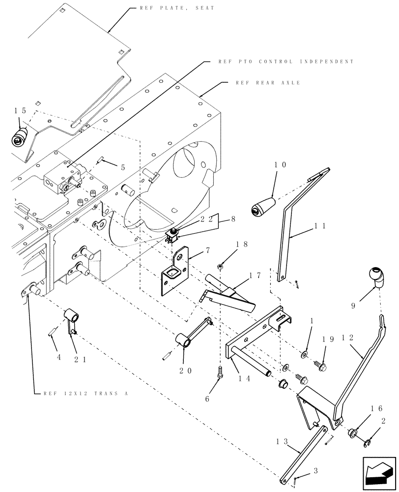 Схема запчастей Case IH D45 - (03.10) - LH LEVERS ASSEMBLY (03) - TRANSMISSION