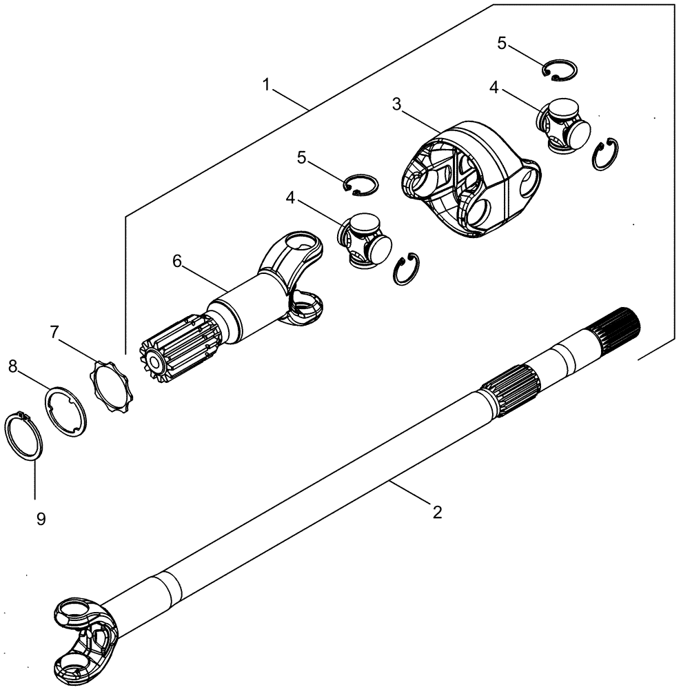 Схема запчастей Case IH 625 - (44.100.06) - DOUBLE U-JOINT (44) - WHEELS