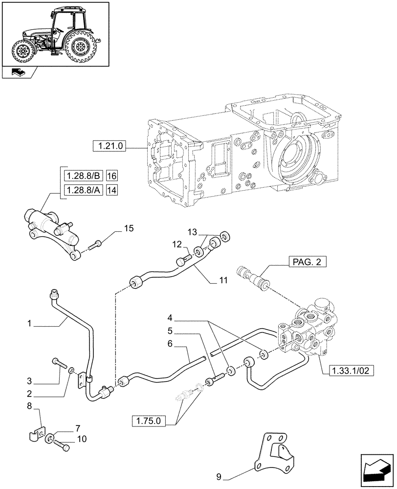 Схема запчастей Case IH FARMALL 75C - (1.28.8[01]) - GEAR LUBRICATION SYSTEM (03) - TRANSMISSION