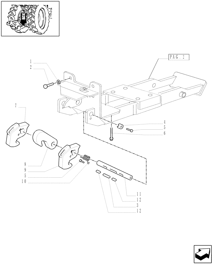 Схема запчастей Case IH MXM120 - (1.89.3/04[01]) - (VAR.080-248) HYDRAULIC AUTOMATIC PICK UP HITCH FOR 1/2 AUXILIARY RAM (09) - IMPLEMENT LIFT