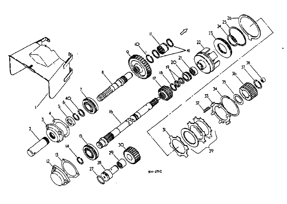 Схема запчастей Case IH 884 - (07-036) - INDEPENDENT POWER TAKE OFF - SINGLE SPEED, INDEPENDENT POWER TAKE OFF, UPPER OUTPUT SHAFT. (04) - Drive Train