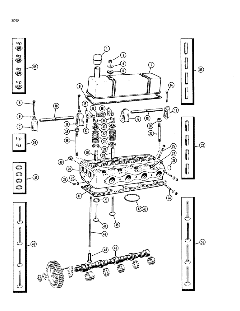 Схема запчастей Case IH 188 - (26) - CYLINDER HEAD ASSEMBLY, DIESEL ENGINE, CASTING NUMBER A36876 