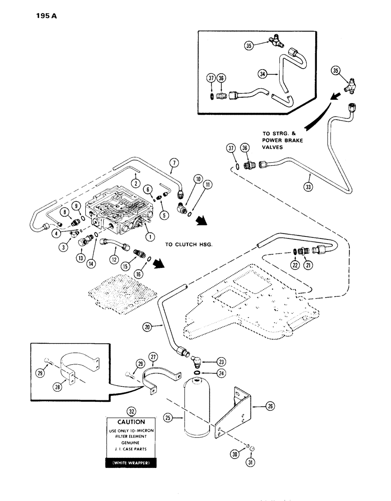 Схема запчастей Case IH 870 - (195A) - TRANSMISSION CONTROL VALVE AND HYDRAULIC LINES, POWER SHIFT (06) - POWER TRAIN