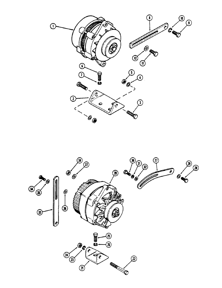 Схема запчастей Case IH 1175 - (057A) - ALTERNATOR MOUNTING, PRESTOLITE (04) - ELECTRICAL SYSTEMS