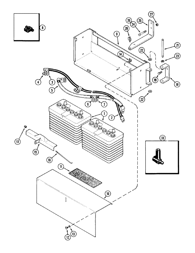 Схема запчастей Case IH 2394 - (4-32) - BATTERY, CABLES AND BATTERY BOX (04) - ELECTRICAL SYSTEMS