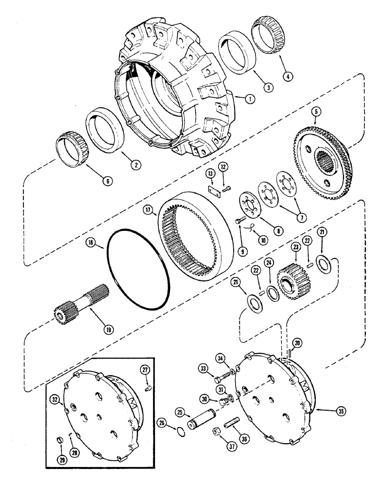 Схема запчастей Case IH 2470 - (256) - REAR AXLE PLANETARY, COMMON TO REAR RIGID AND REAR HYDRAULIC STEERING (06) - POWER TRAIN