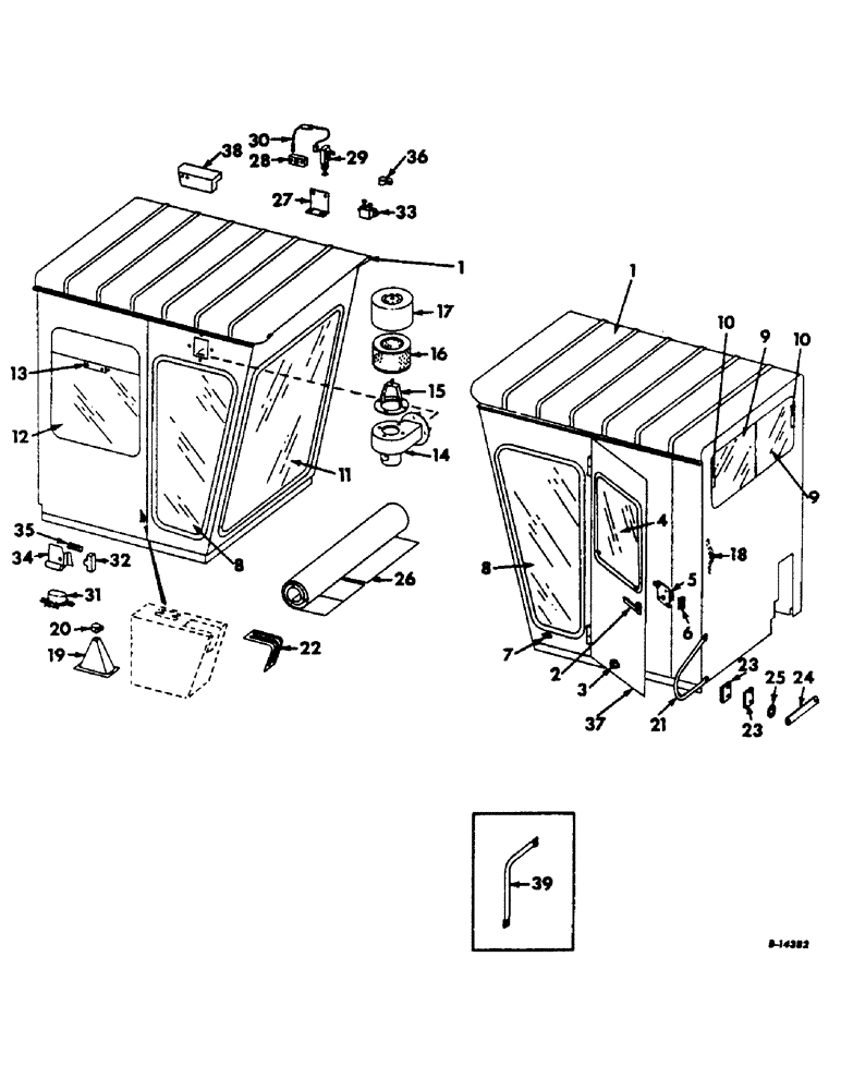 Схема запчастей Case IH 303 - (238) - OPERATORS CAB, 45 IN WIDE WITH FRONT SIDE MOUNTED AIR FILTER (90) - PLATFORM, CAB, BODYWORK AND DECALS