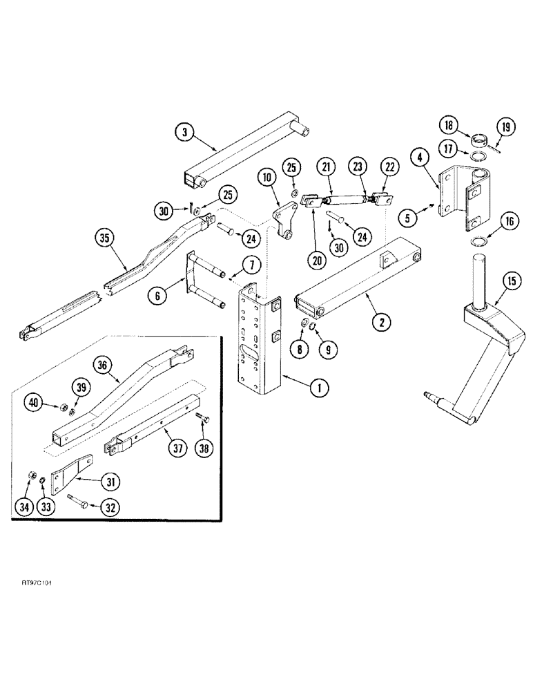 Схема запчастей Case IH 4300 - (9-080) - CASTER WHEEL, USED WITH FLOATING HITCH (09) - CHASSIS/ATTACHMENTS