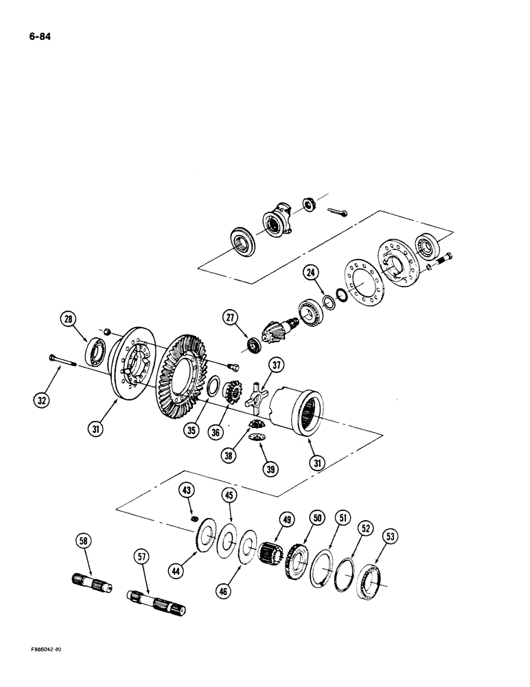 Схема запчастей Case IH STEIGER - (6-084) - AXLE ASSEMBLY, DIFFERENTIAL, K592 BAR AXLE (06) - POWER TRAIN