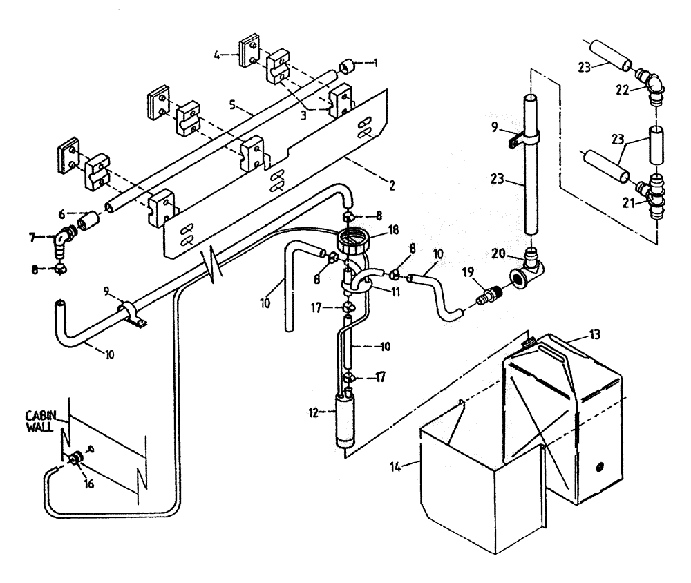 Схема запчастей Case IH 7000 - (A05-50B) - WINDSCREEN WASHER AND AIR CONDITIONER DRAIN, SERIAL #7908 Mainframe & Functioning Components