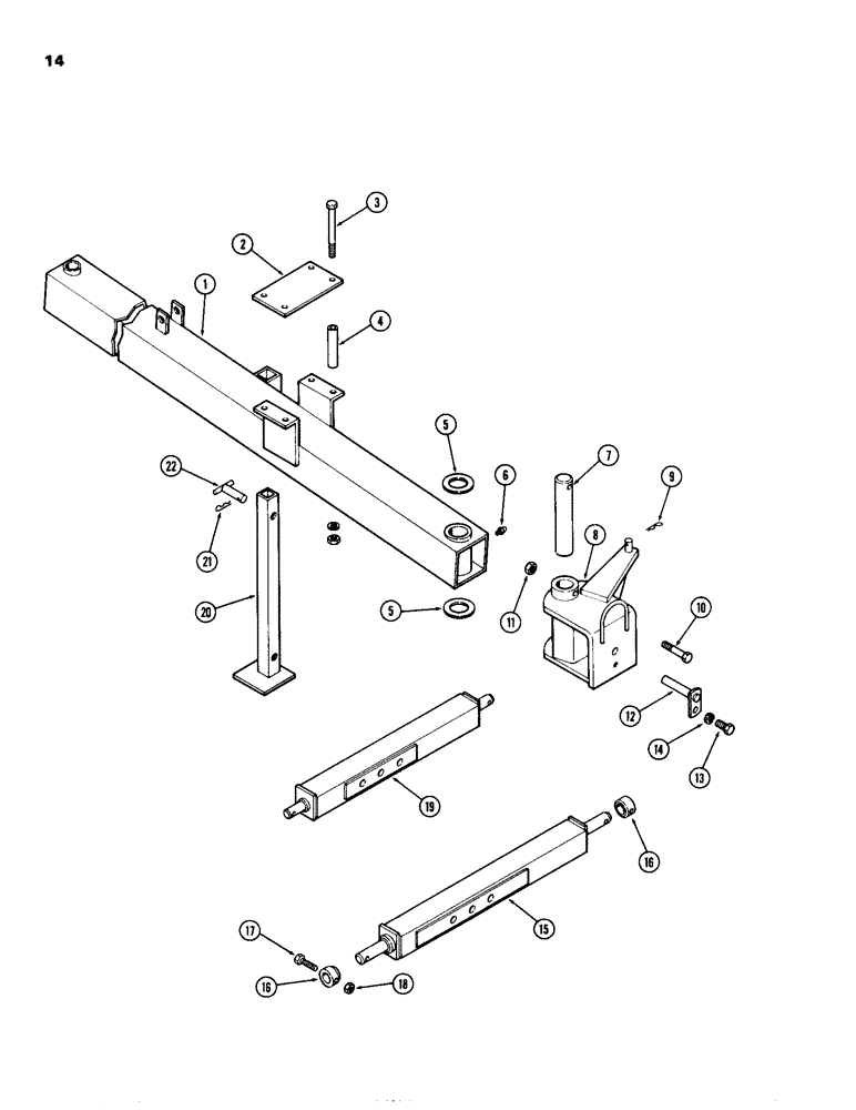 Схема запчастей Case IH 8300-SERIES - (14) - HITCH TONGUE AND DRAWBAR, ON LAND 