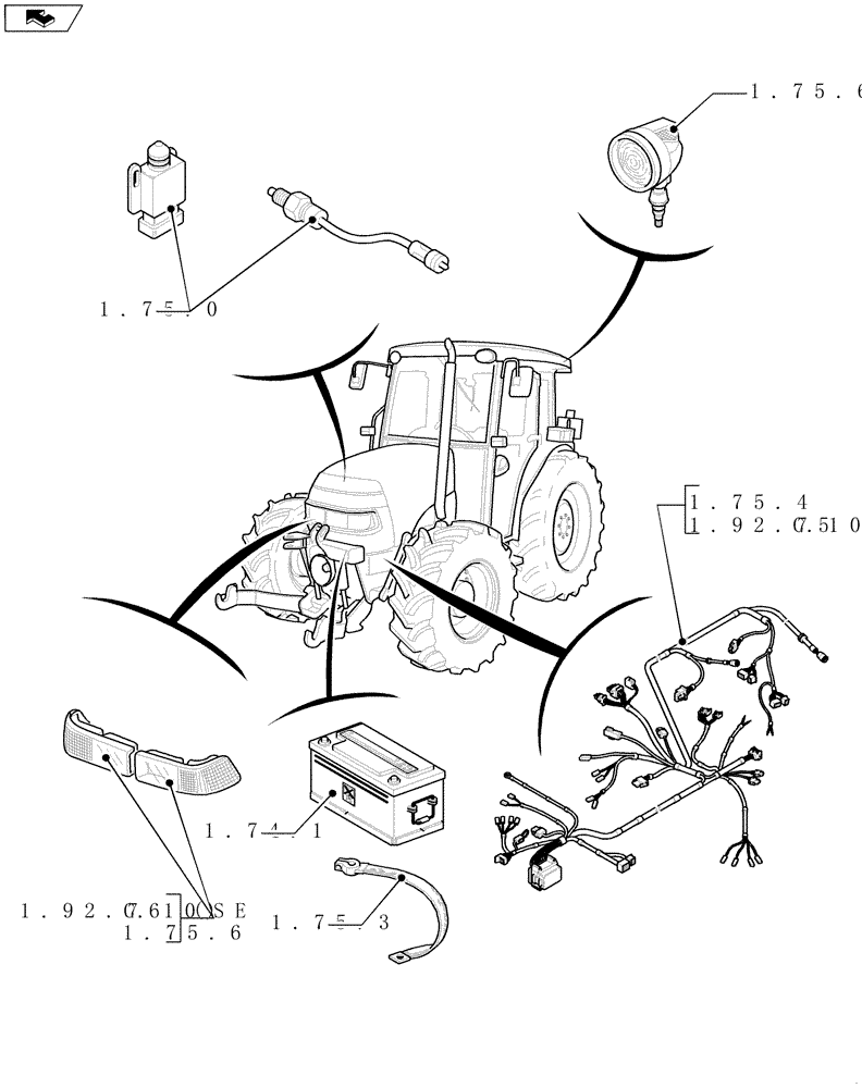 Схема запчастей Case IH FARMALL 75C - (SEC. 06) - ELECTRICAL (00) - GENERAL