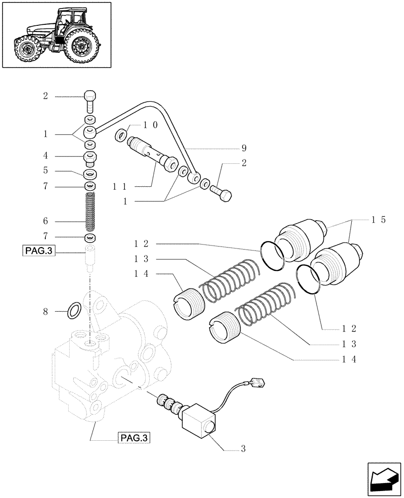 Схема запчастей Case IH JX1080U - (1.27.4/01[04]) - (VAR.748) 24+12 40KM/H, HI-LO SYNCHRONIZED REVERSER, HYDRAULIC P.T.O., CONTROL VALVE (03) - TRANSMISSION
