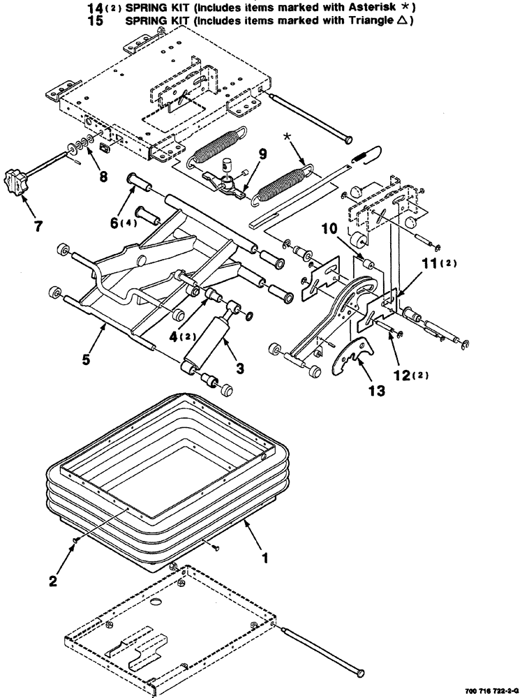 Схема запчастей Case IH 8860 - (07-38) - SEAT SUSPENSION ASSEMBLY (MECHANICAL) (90) - PLATFORM, CAB, BODYWORK AND DECALS