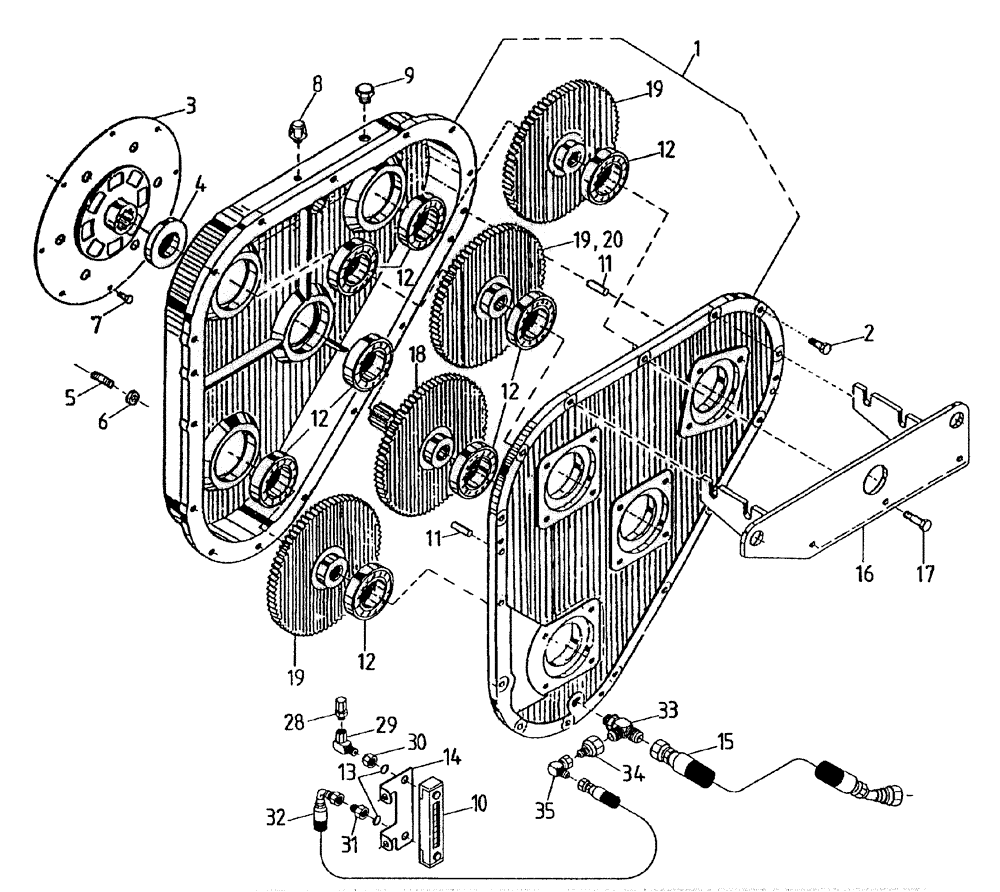 Схема запчастей Case IH 7700 - (C05[00A]) - GEARBOX {108 FIXED/VARIABLE EXTRACTOR} Engine & Engine Attachments