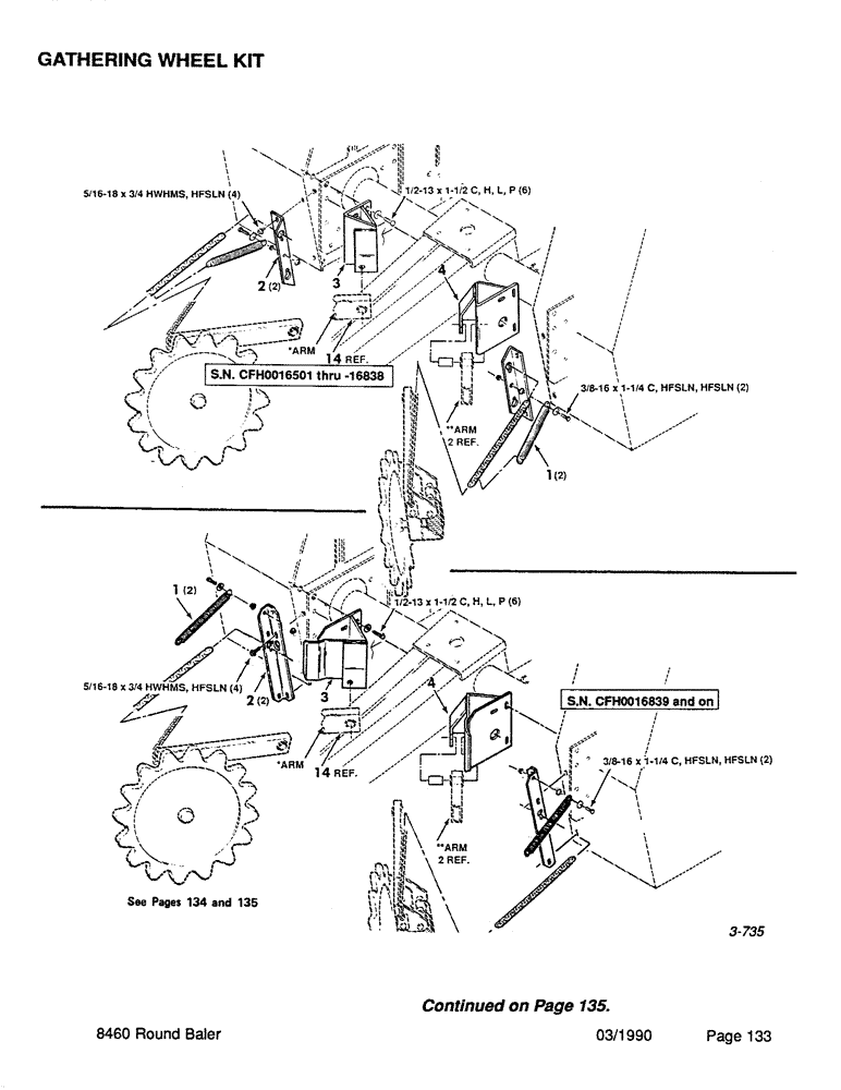 Схема запчастей Case IH 8460 - (133) - GATHERING WHEEL KIT Pickup
