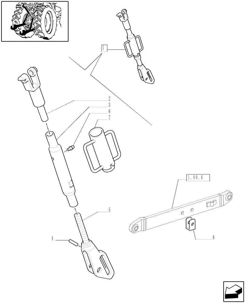 Схема запчастей Case IH JX90 - (1.89.6/03[02]) - (VAR.421-934) RH SIDE ADJUSTABLE TIE ROD - BREAKDOWN (09) - IMPLEMENT LIFT