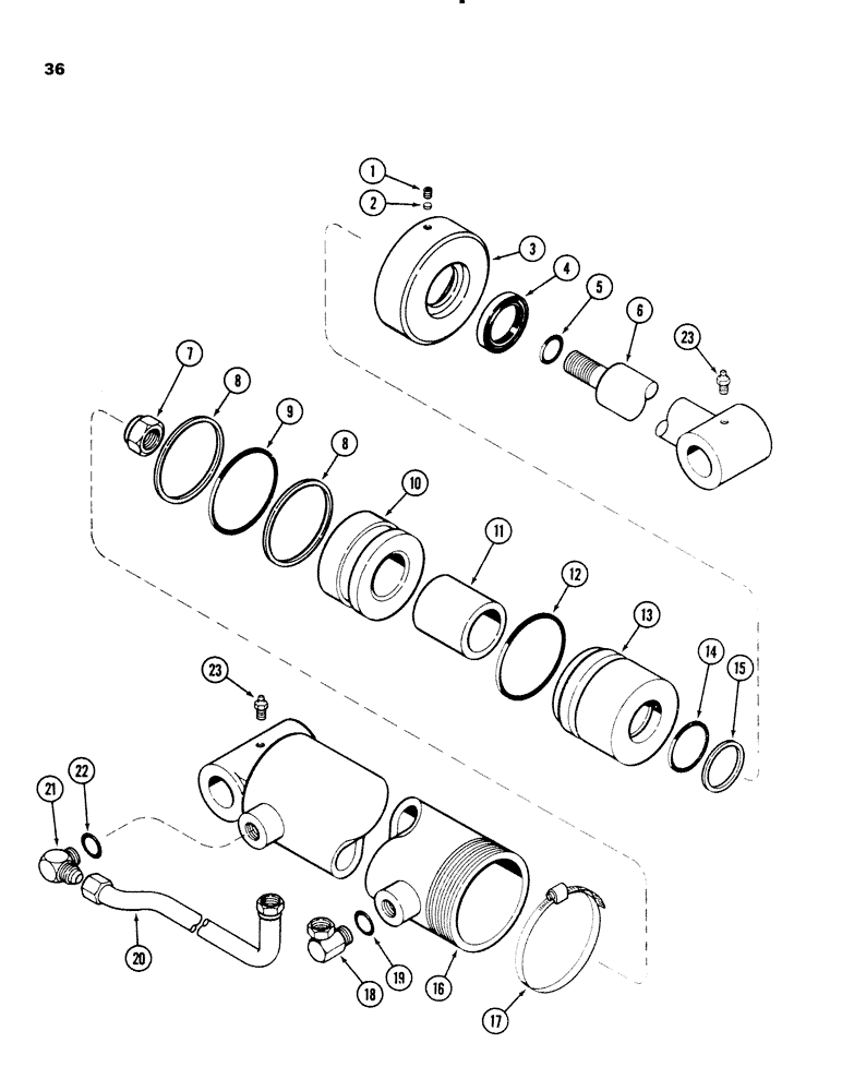 Схема запчастей Case IH 66L - (36) - T53146 CYLINDER (35) - HYDRAULIC SYSTEMS