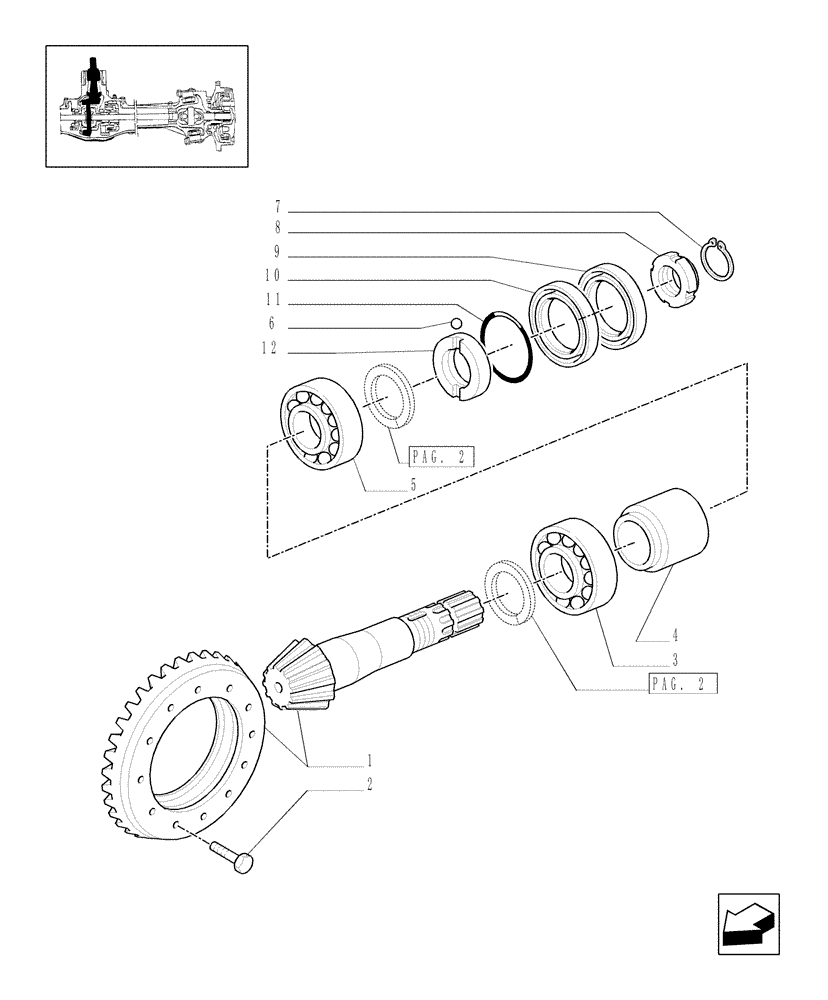 Схема запчастей Case IH JX95 - (1.40.10/06[01]) - 4WD FRONT AXLE - BEVEL GEAR/PINION SET - FOR HIGH CLEARANCE VERSION (04) - FRONT AXLE & STEERING