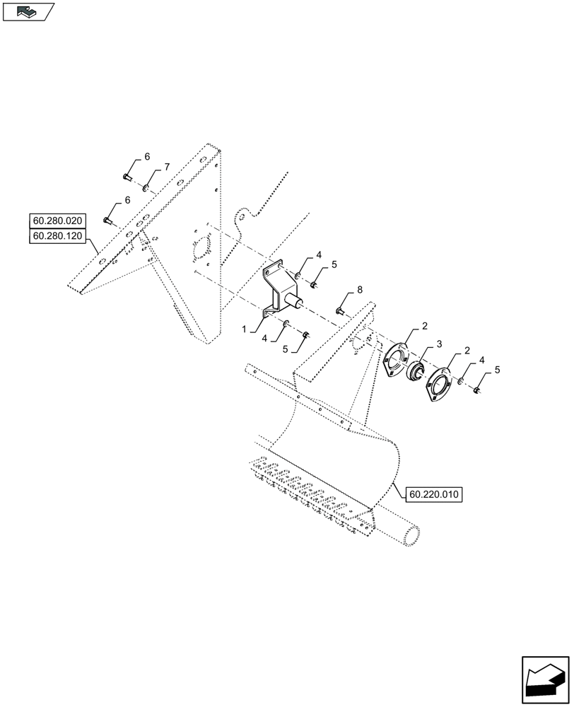 Схема запчастей Case IH LB324P - (60.220.170) - PICK-UP, MAIN TRANSMISSION, LH - C150 (60) - PRODUCT FEEDING