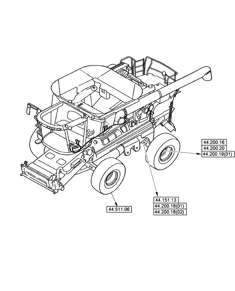 Схема запчастей Case IH 5130 - (00.000.44) - PICTORAL INDEX - AXLE AND WHEELS (00) - GENERAL & PICTORIAL INDEX